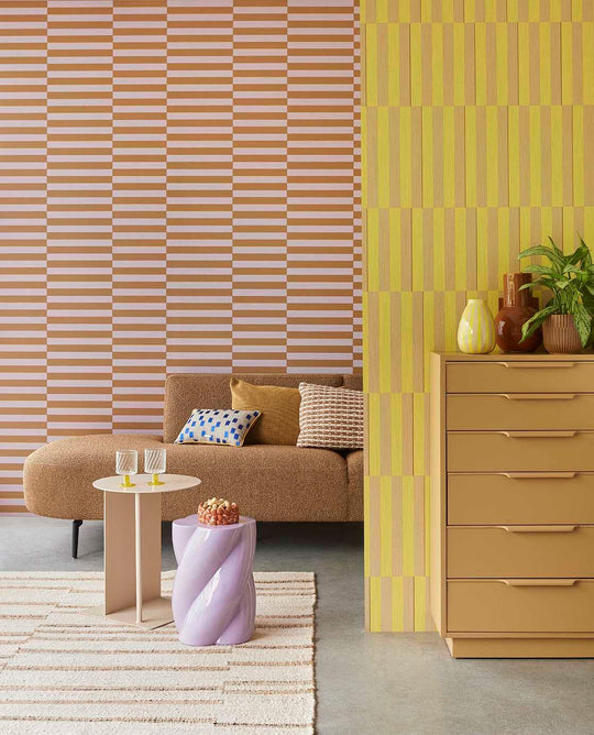 EIJFFINGER Revive 333621 - Afbeelding 3 - Geel, Retro, Vintage, Kinderkamer, Strepen, Grafisch, Geometrisch