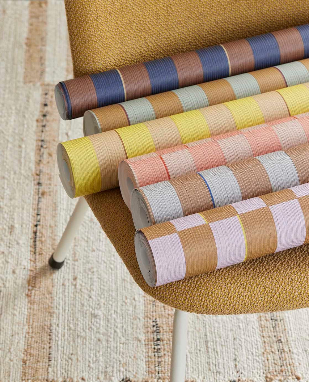 EIJFFINGER Revive 333625 - Afbeelding 2 - Naturel, Naturel, Groen, Retro, Vintage, Kinderkamer, Strepen, Grafisch, Geometrisch