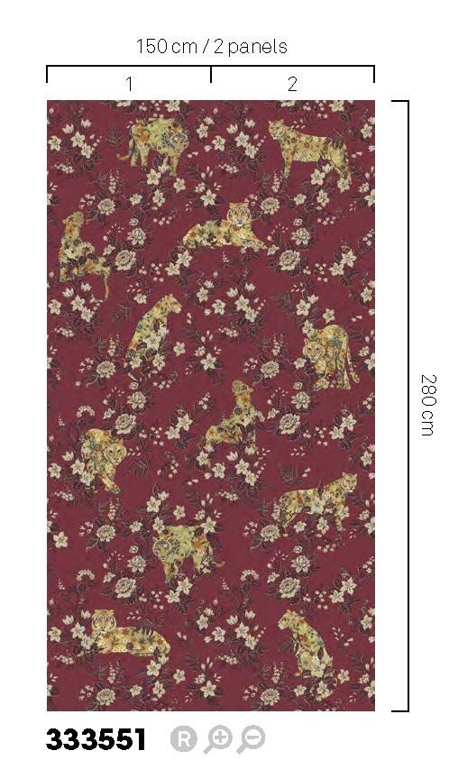 EIJFFINGER Festival 333551 - Afbeelding 3 - Rood, Retro, Vintage, Etnisch, Chic, Glamour, Dieren, Bloemen