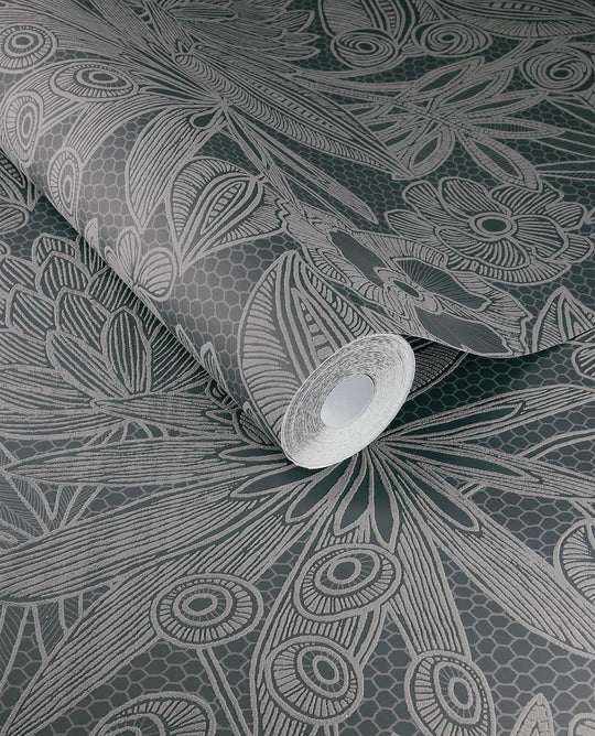 EIJFFINGER Gilded 340114 - Afbeelding 2 - Zwart / Grijs, Romantisch, Chic, Glamour, Bloemen