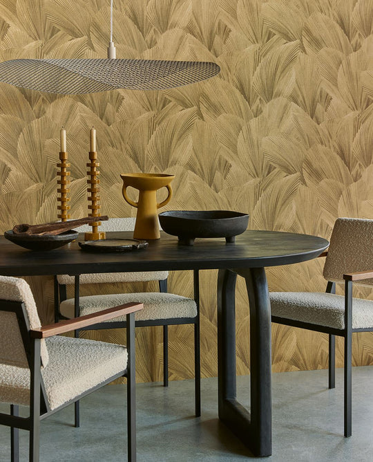 EIJFFINGER Gilded 340124 - Afbeelding 2 - Geel, Goud, Stoer, Industrieel, Chic, Glamour, Bladeren