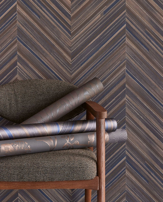 EIJFFINGER Gilded 340164 - Afbeelding 3 - Naturel, Blauw, Klassiek, Stoer, Industrieel, Chic, Glamour, Strepen, Natuurlijk, Geometrisch