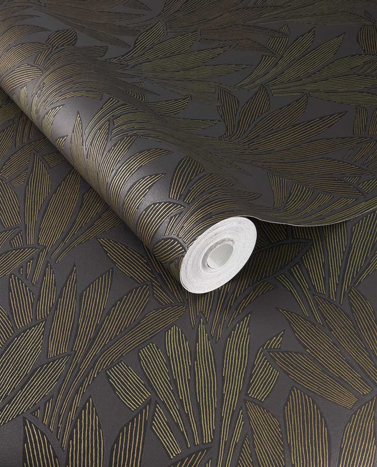 EIJFFINGER Gilded 340154 - Afbeelding 1 - Zwart / Grijs, Klassiek, Chic, Glamour, Fantasie, Bladeren