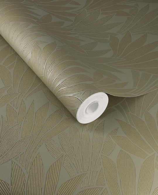 EIJFFINGER Gilded 340151 - Afbeelding 1 - Groen, Klassiek, Chic, Glamour, Fantasie, Bladeren