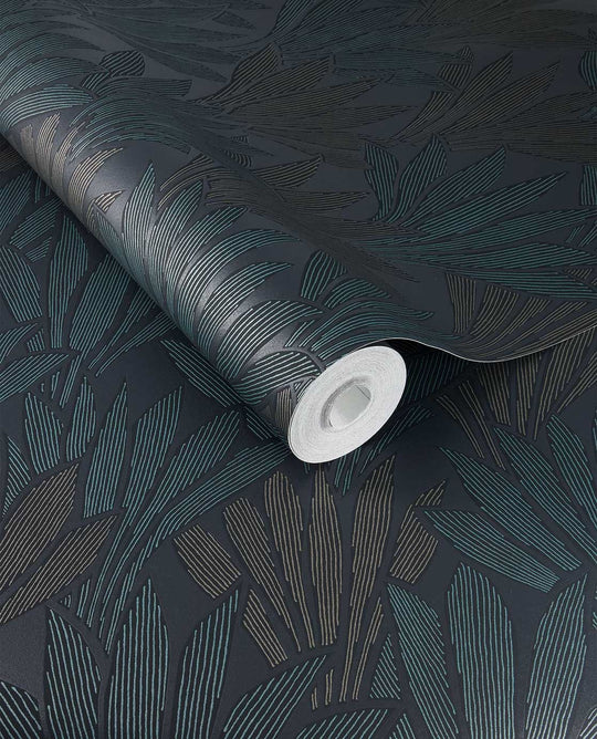 EIJFFINGER Gilded 340153 - Afbeelding 1 - Blauw, Klassiek, Chic, Glamour, Fantasie, Bladeren