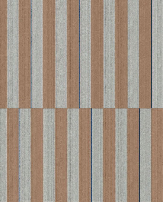 EIJFFINGER Revive 333623 - Afbeelding 1 - Naturel, Naturel, Blauw, Retro, Vintage, Kinderkamer, Strepen, Grafisch, Geometrisch