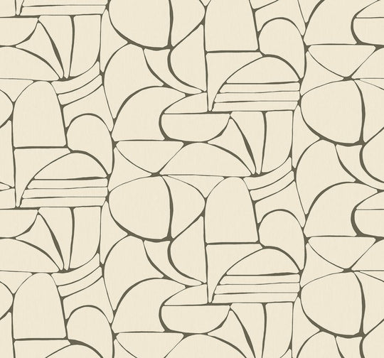 EIJFFINGER Solange 340280 - Afbeelding 1 - Wit, Zwart / Grijs, Stoer, Industrieel, Geometrisch 