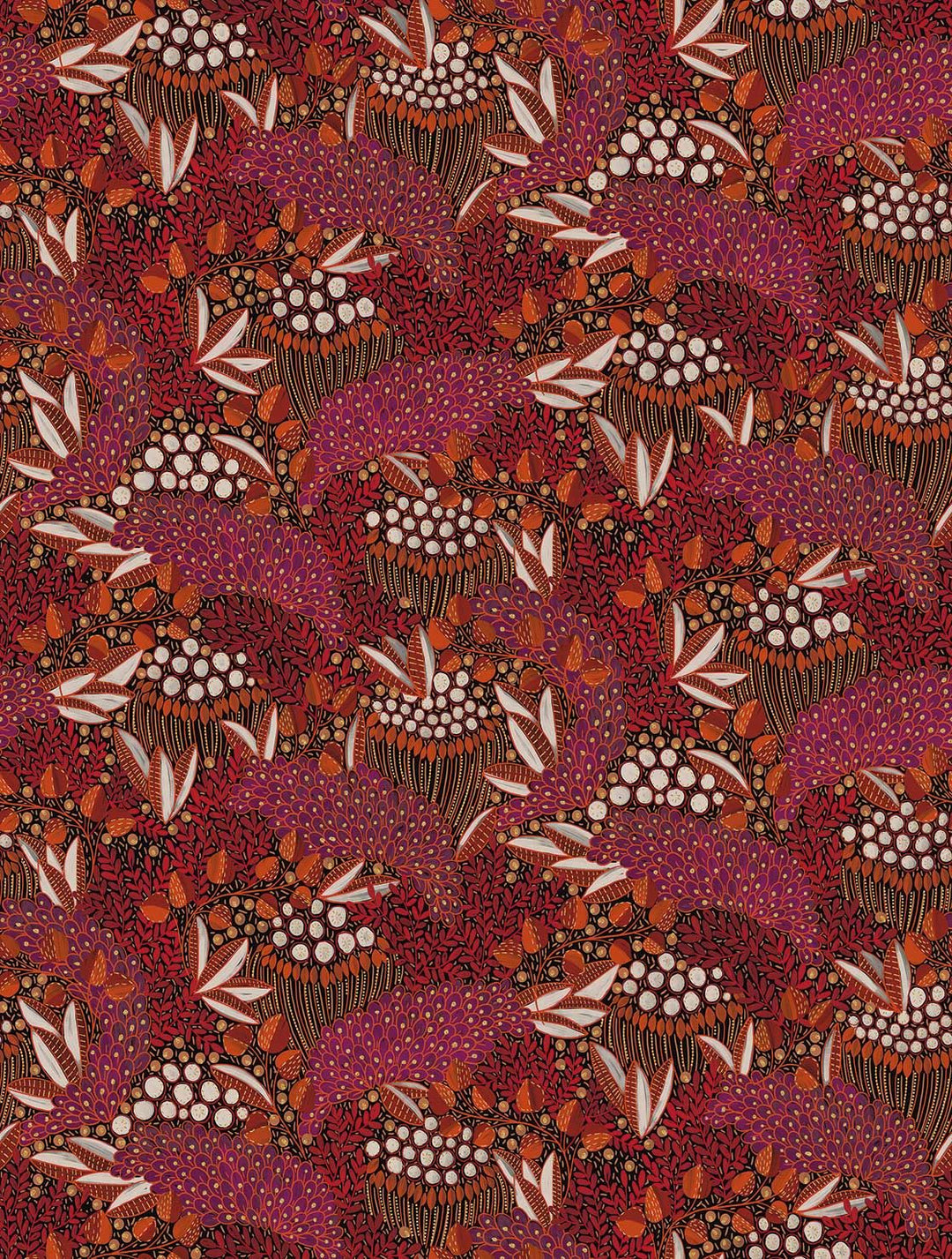 EIJFFINGER Solange 340286 - Afbeelding 1 - Rood, Etnisch, Bladeren
