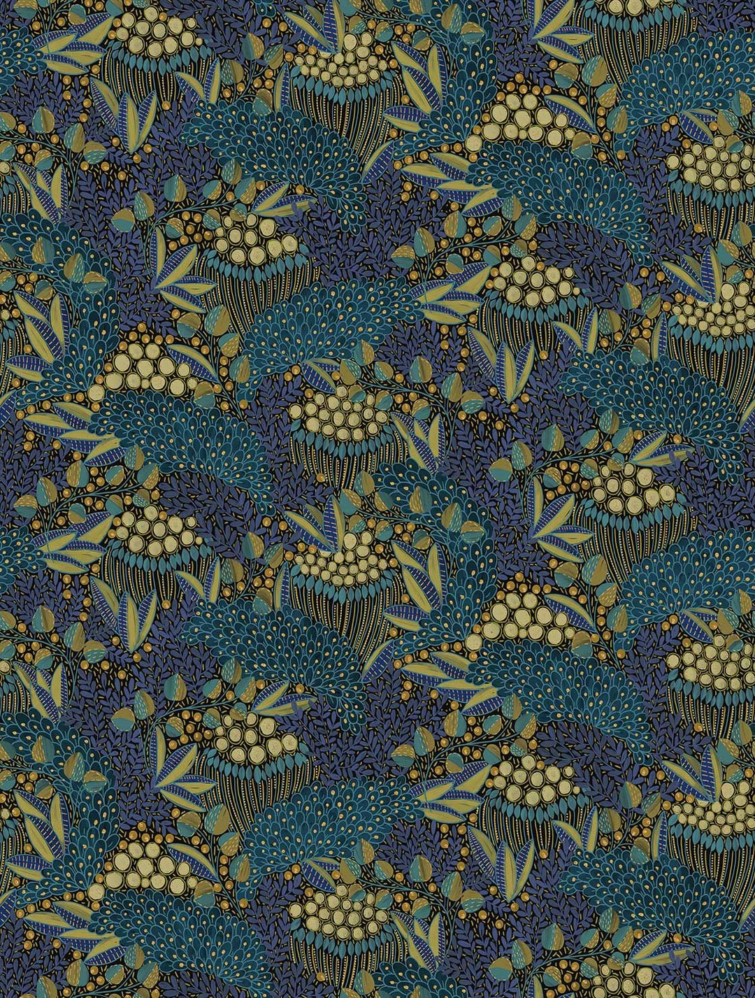 EIJFFINGER Solange 340287 - Afbeelding 1 - Blauw, Etnisch, Bladeren