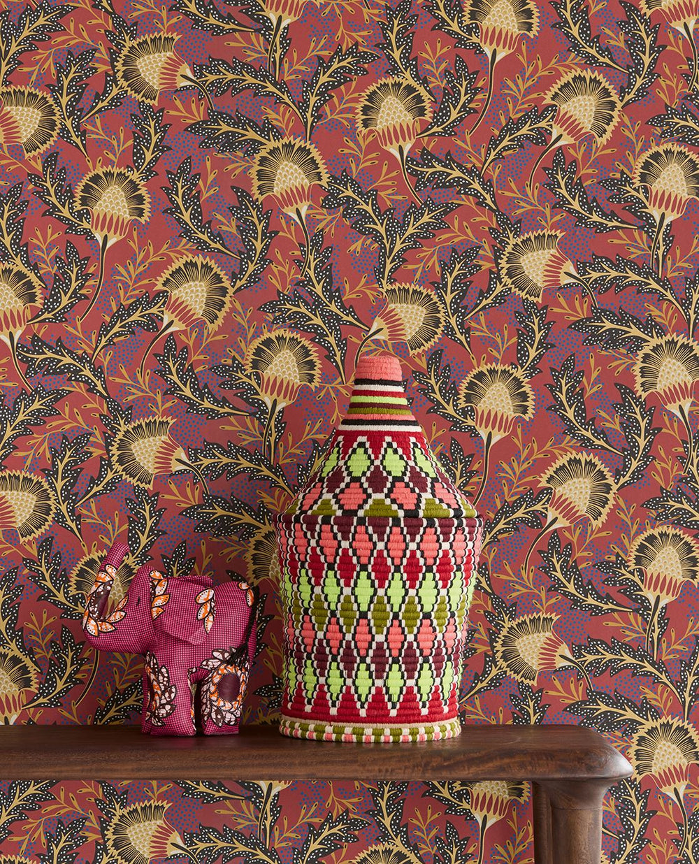EIJFFINGER Solange 340213 - Afbeelding 2 - Rood, Etnisch, Bloemen