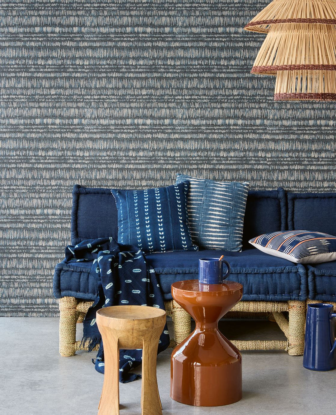 EIJFFINGER Solange 340264 - Afbeelding 2 - Blauw, Etnisch, Stoer, Industrieel, Strepen, Structuren