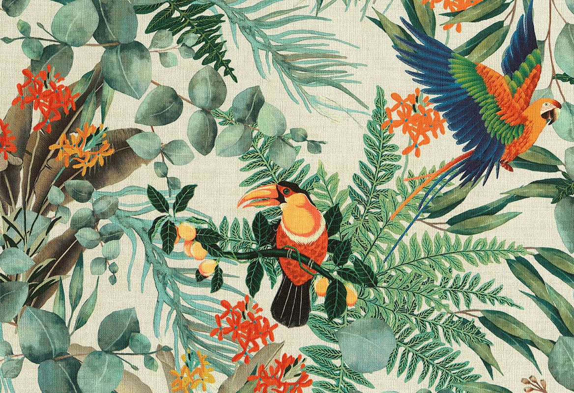 HookedOnWalls Lemuria Parrot behang 60620Afbeelding 1