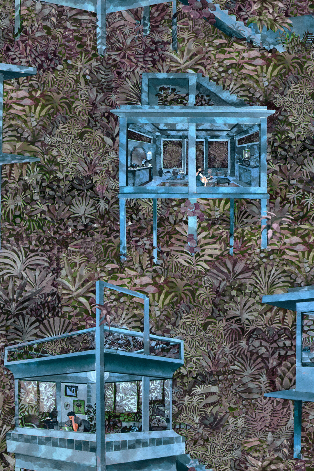ARTE Palafitas Amazonia Décors & Panoramiques 97582 afbeelding 1 "Blauw"