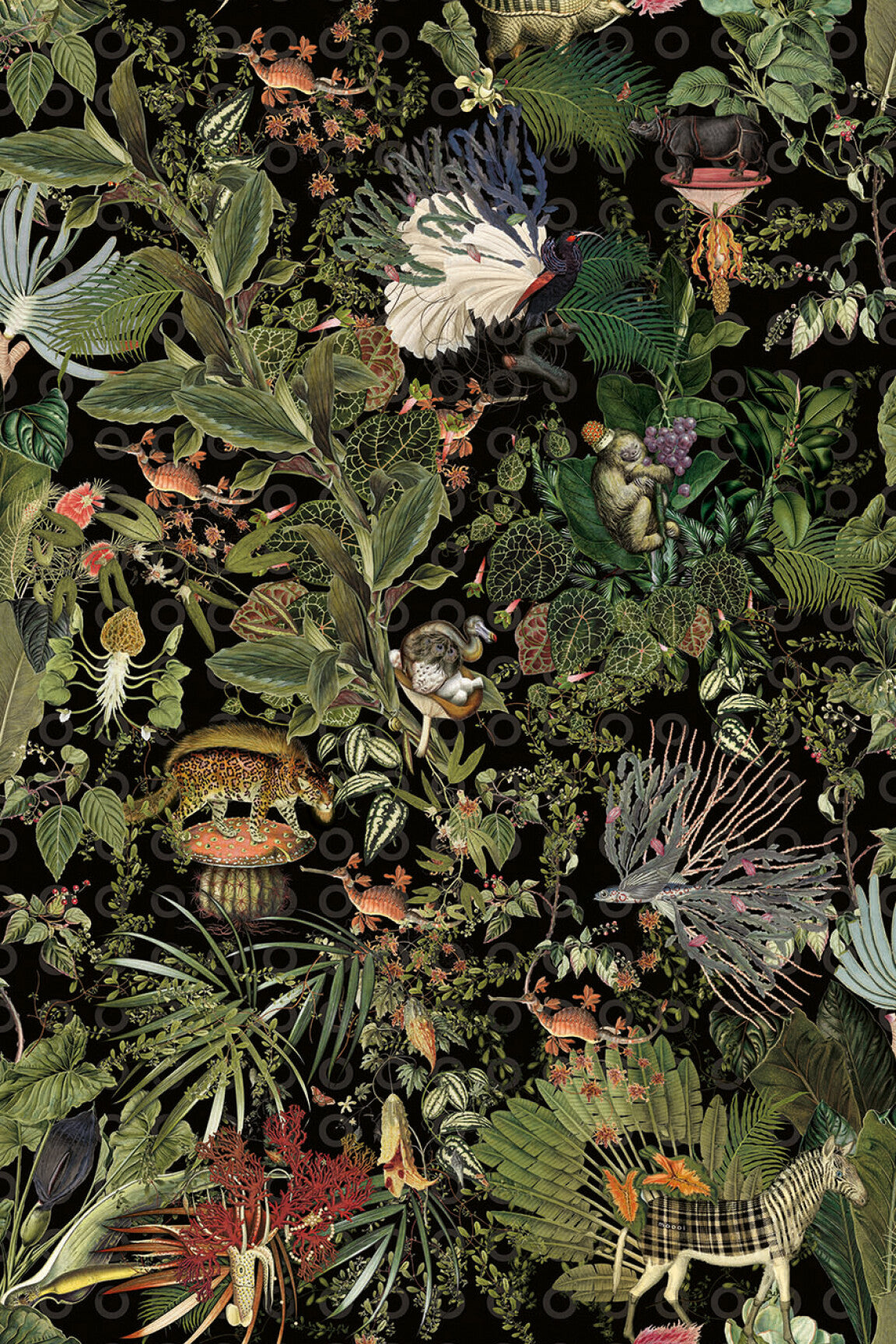 ARTE Menagerie of Extinct Animals Moooi Wallcovering Extinct Animals MO2071 afbeelding 1 "Multi","Zwart"