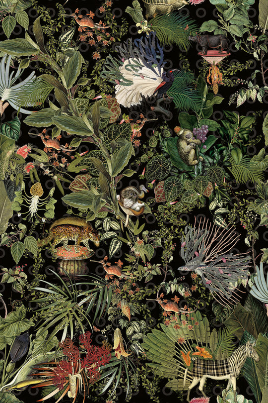 ARTE Menagerie of Extinct Animals Moooi Wallcovering Extinct Animals MO2071 afbeelding 1 "Multi","Zwart"