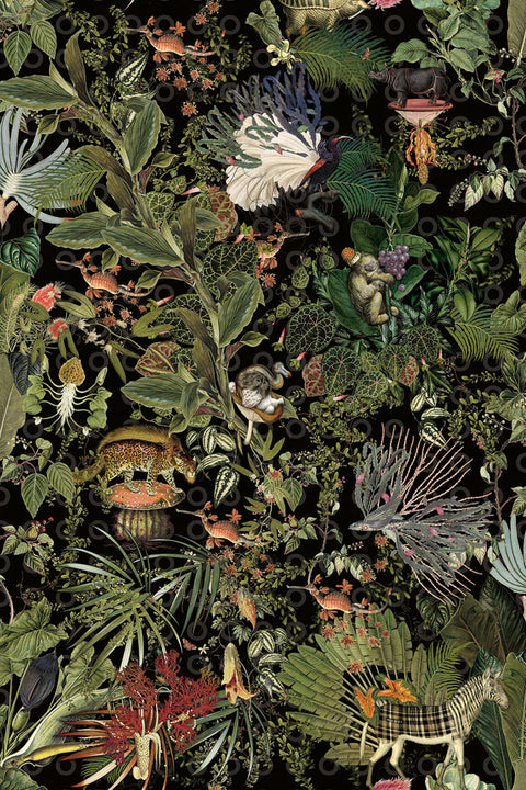 ARTE Menagerie of Extinct Animals Moooi Wallcovering Extinct Animals MO2071 afbeelding 1 "Multi","Zwart"