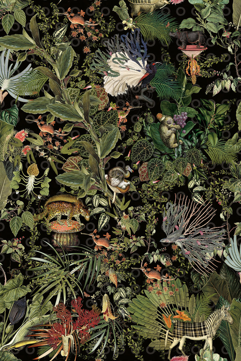 ARTE Menagerie of Extinct Animals Moooi Wallcovering Extinct Animals MO2071 afbeelding 1 "Multi","Zwart"
