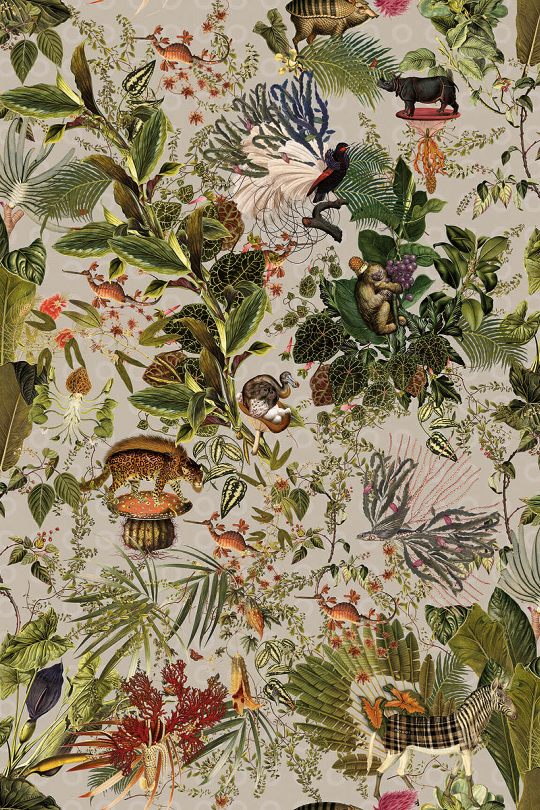 ARTE Menagerie of Extinct Animals Moooi Wallcovering Extinct Animals MO2073 afbeelding 1 "Multi","Groen"