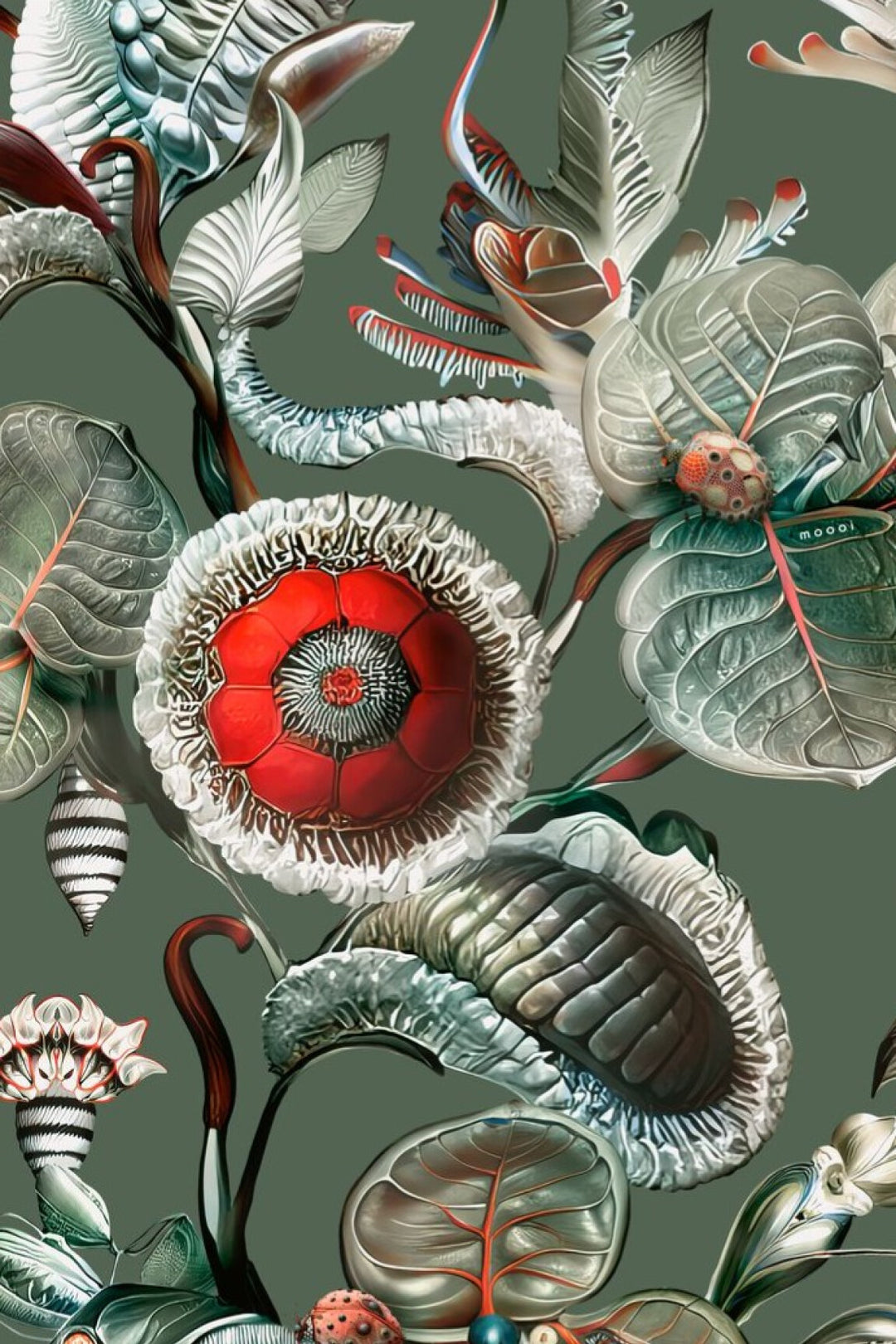 ARTE-Moooi-Wallcovering-Green-House-Coccinella-Bella-|-Sage-Green-MO5001 afbeelding 1 Groen