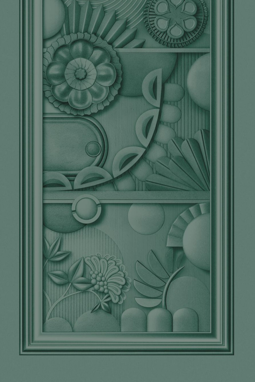 ARTE-Moooi-Wallcovering-Green-House-Greenhouse-Gathering-Window-|-Forest-Green-MO5052 afbeelding 1 Groen