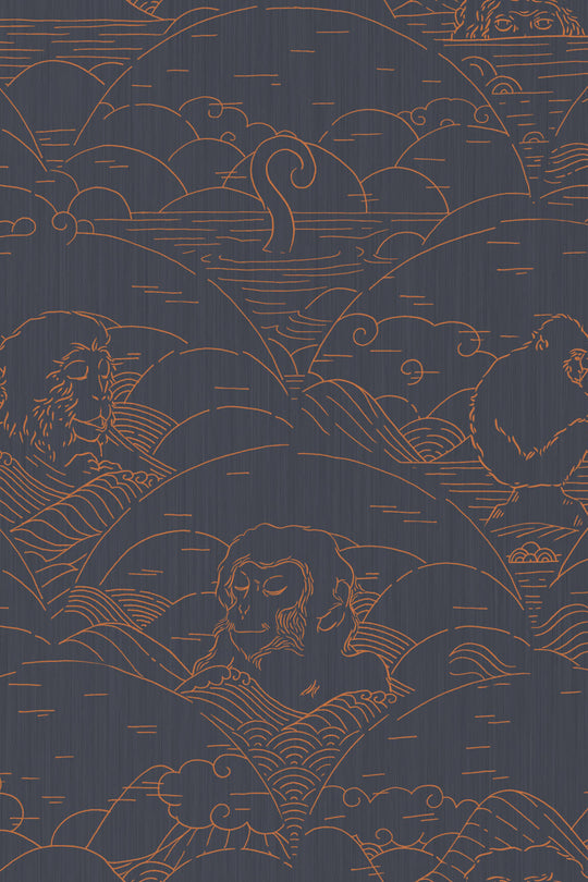 ARTE Indigo Macaque Moooi Wallcovering Tokyo Blue MO3000 afbeelding 1 "Blauw"