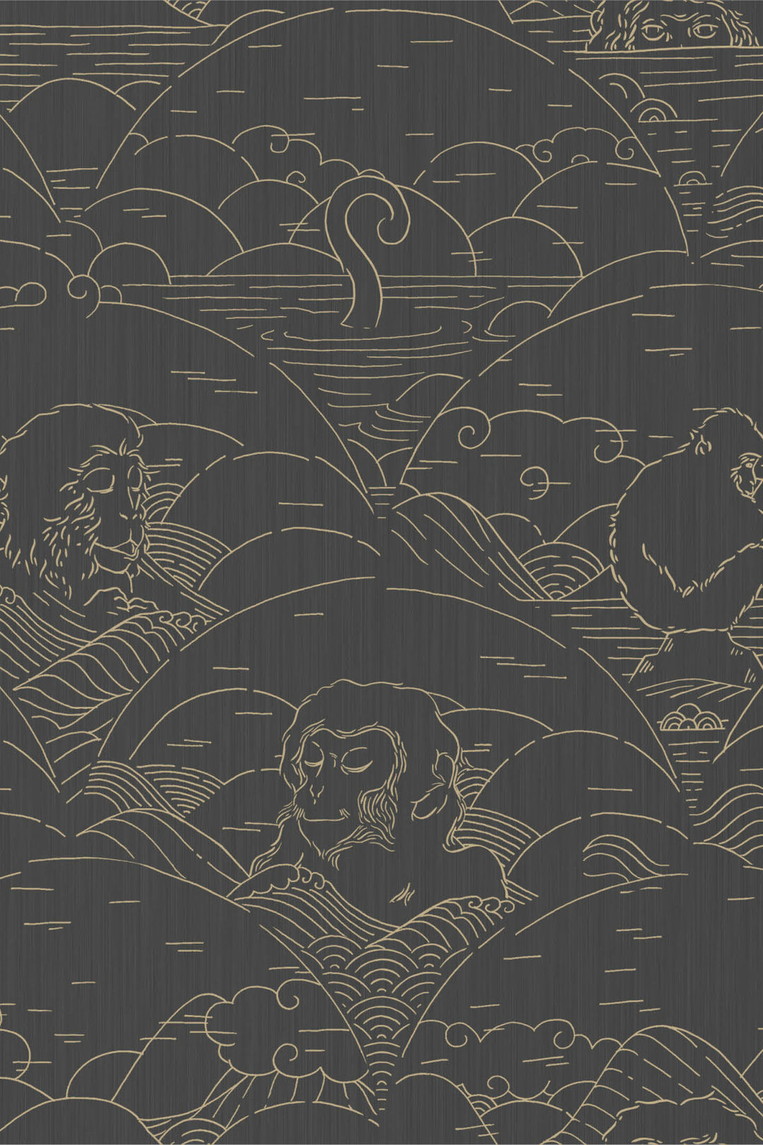 ARTE Indigo Macaque Moooi Wallcovering Tokyo Blue MO3001 afbeelding 1 "Zwart"