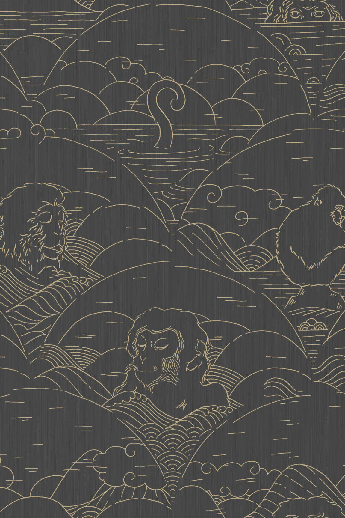 ARTE Indigo Macaque Moooi Wallcovering Tokyo Blue MO3001 afbeelding 1 "Zwart"