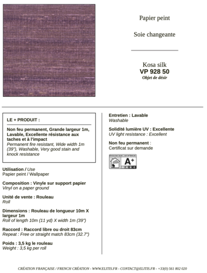 ÉLITIS Kosa Silk Behang 50 VP_928_50