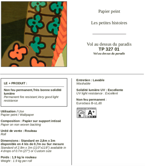ÉLITIS Vol au Dessus du Paradis 01 Paneelbehang (TP_327_01)