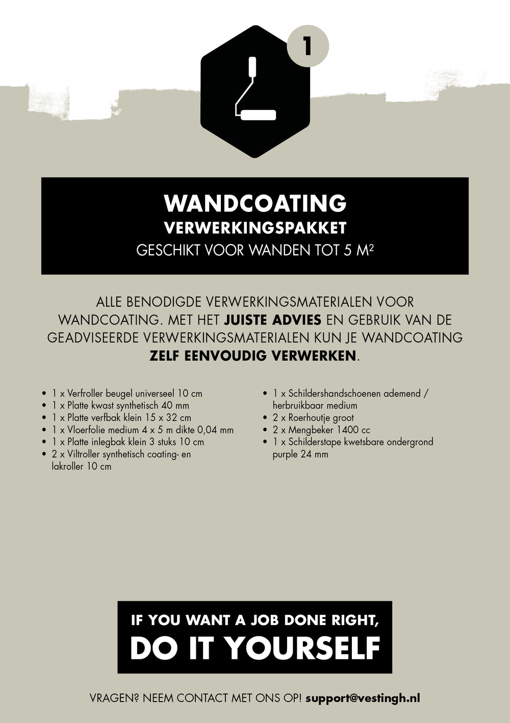 Wandcoating verwerkingspakket