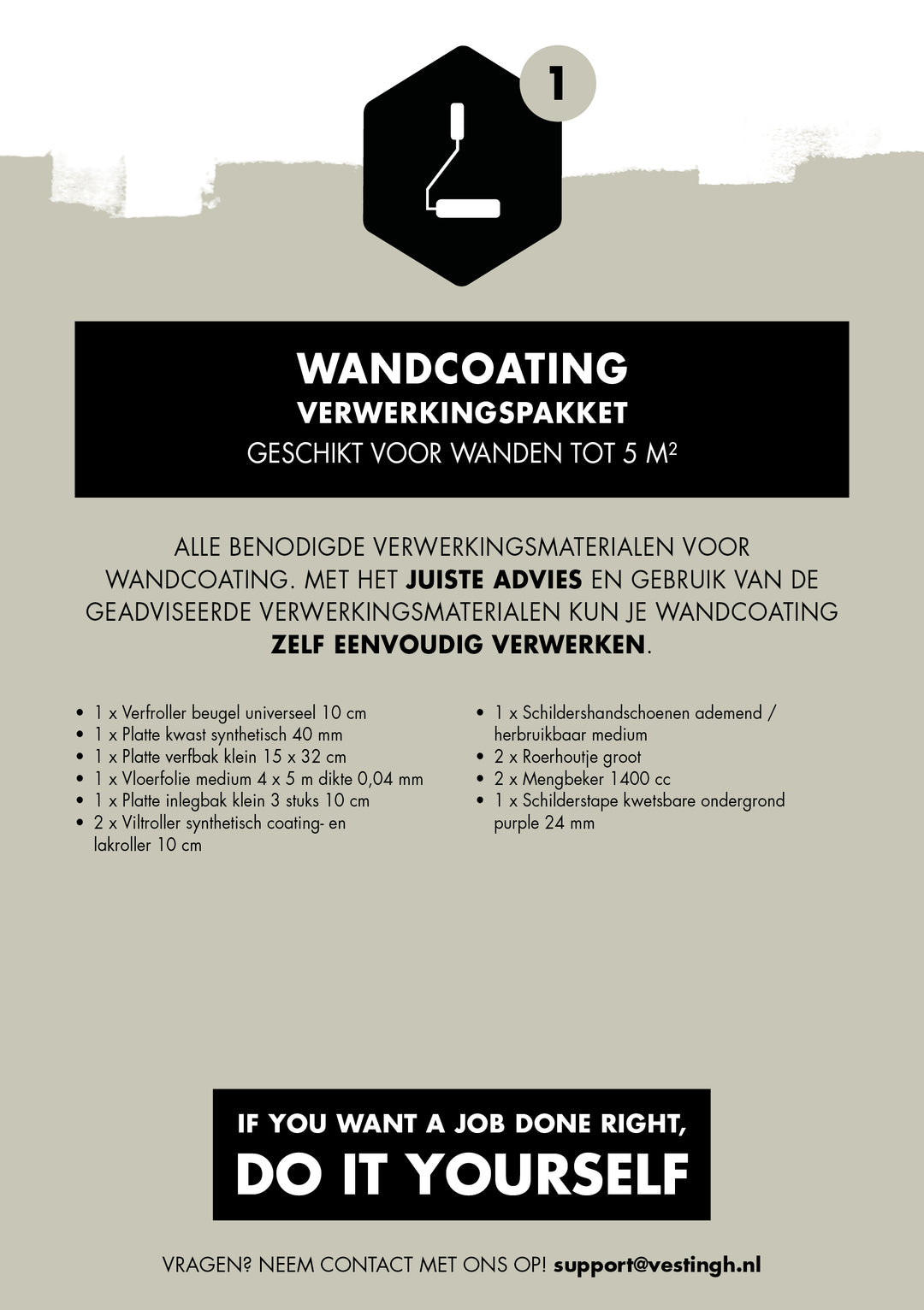 Wandcoating verwerkingspakket