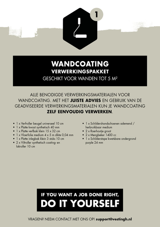 Wandcoating verwerkingspakket
