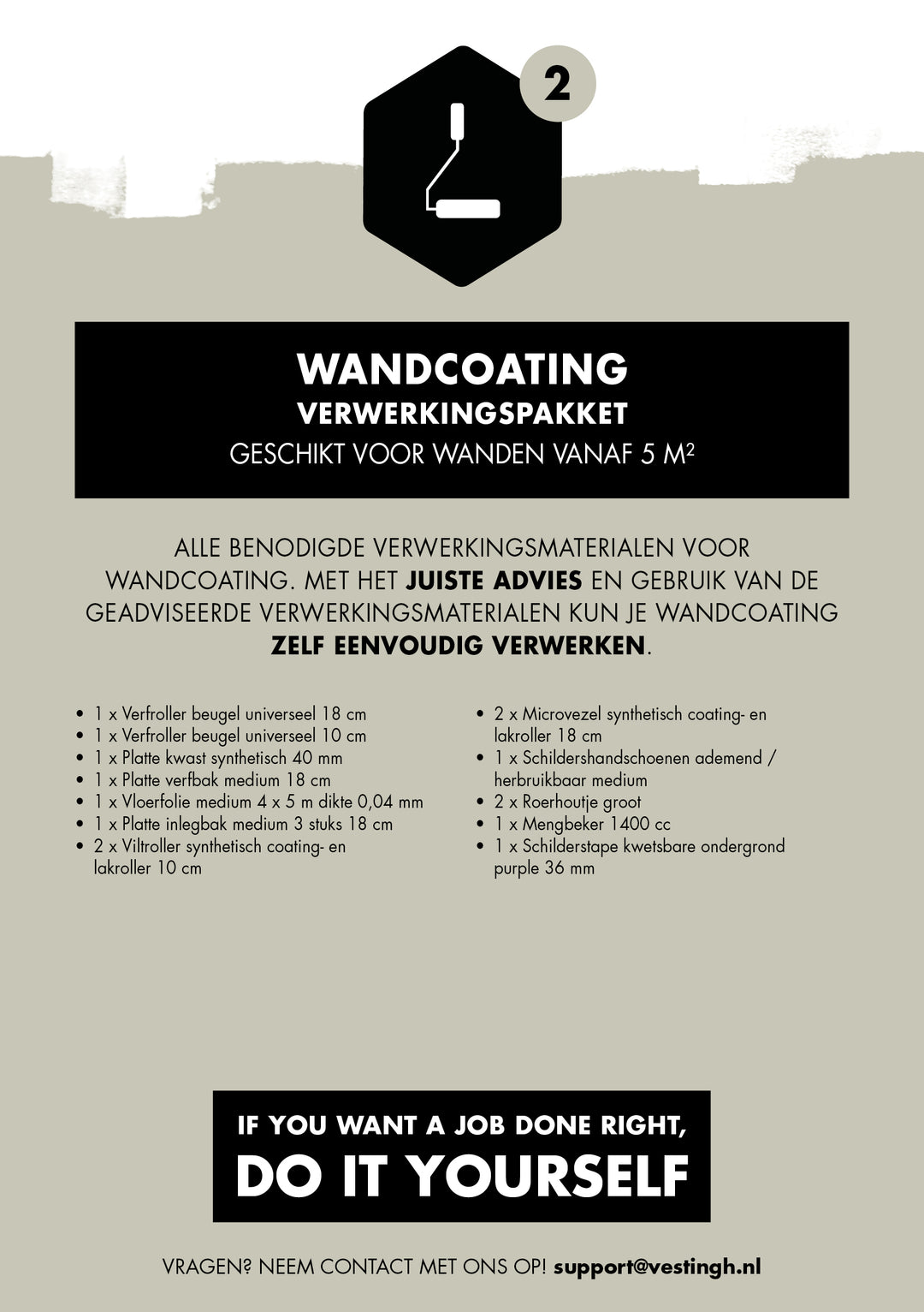 Wandcoating verwerkingspakket