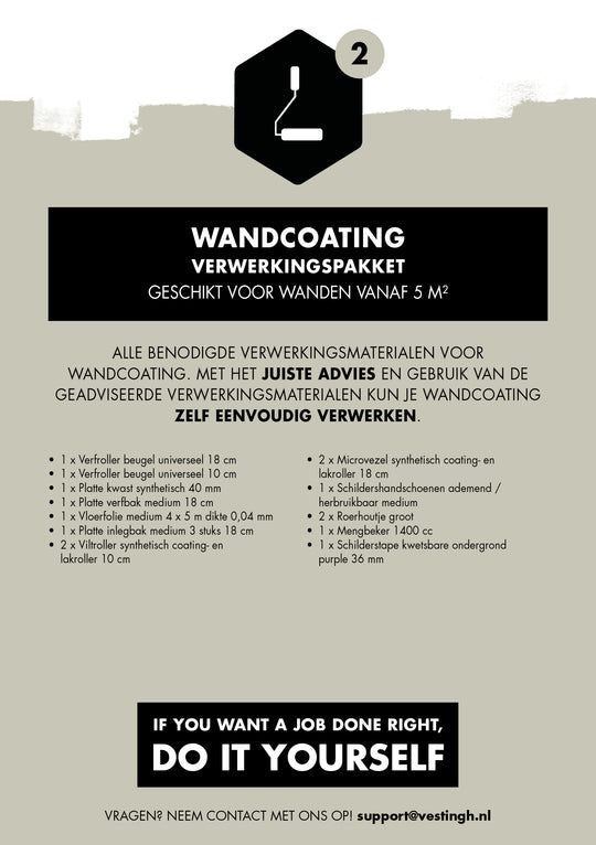 Wandcoating verwerkingspakket
